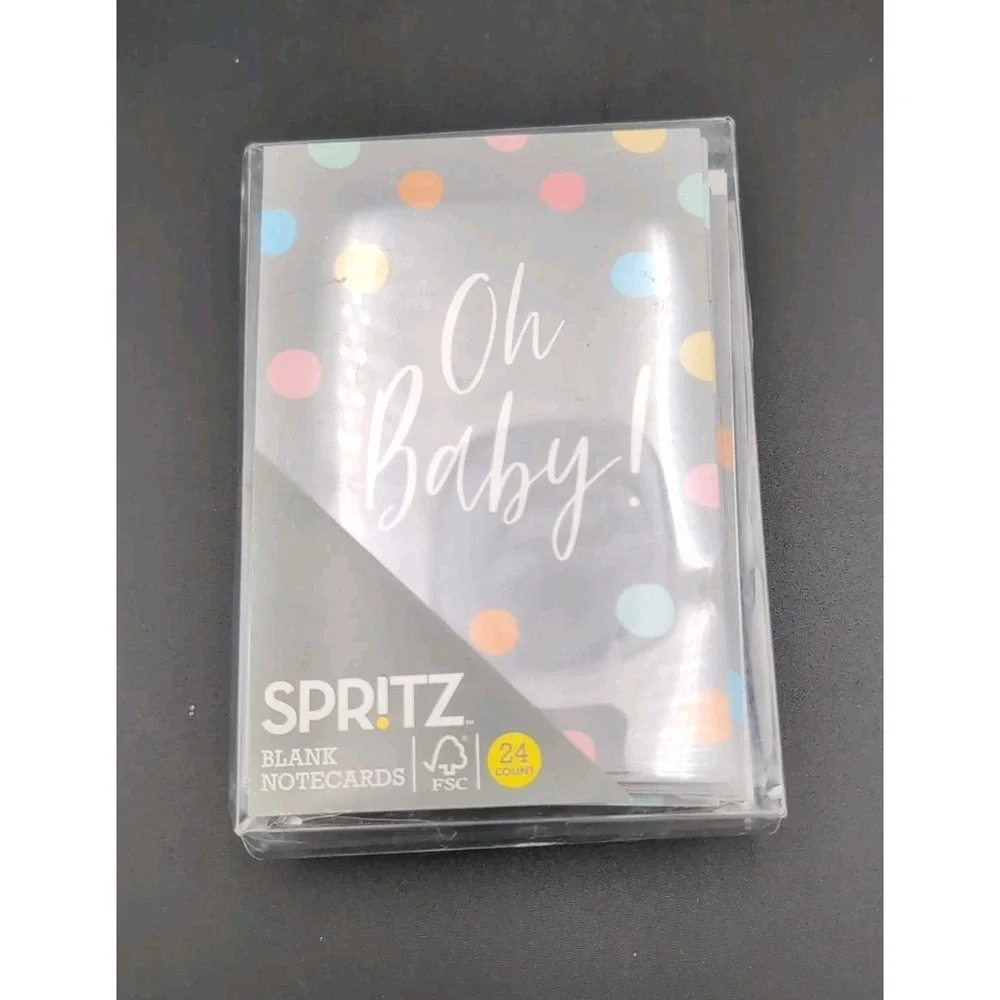 Baby Shower Greeting Card, Oh Baby!, Newborn, gray dots, 4x6, w/Envelope 24 ct